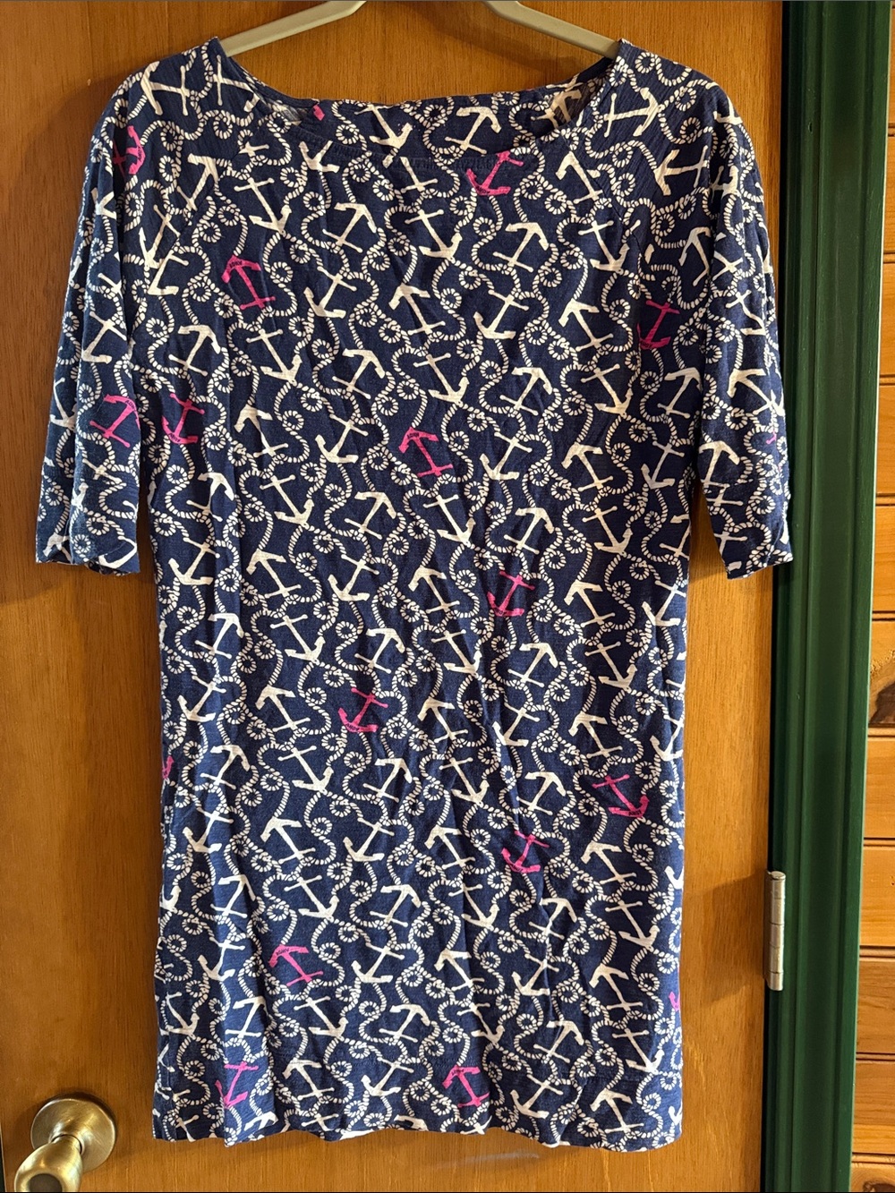 Lilly Pulitzer Navy Anchor-Print Dress with Pink Accents